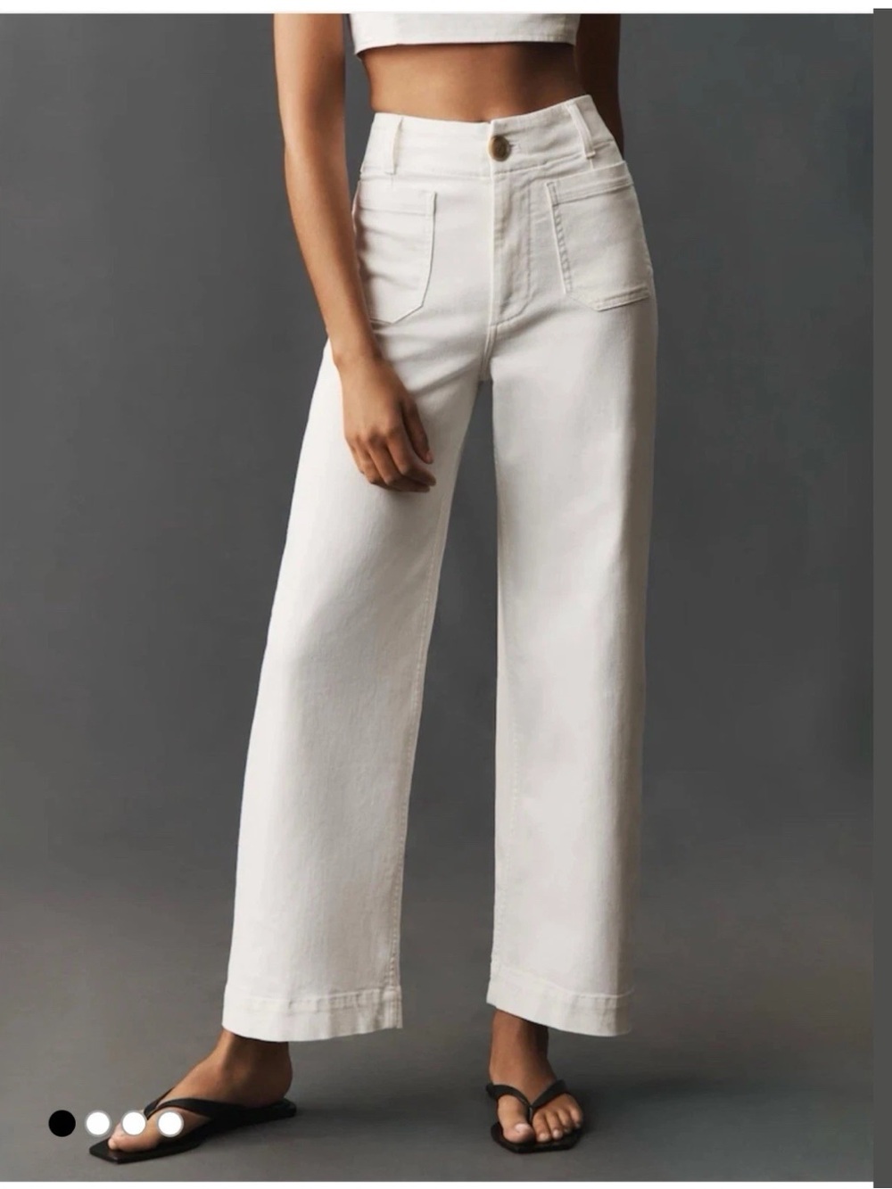 Anthropology MAEVE Colette Women’s White High-Rise Wide-Leg Cropped Jeans - 30
